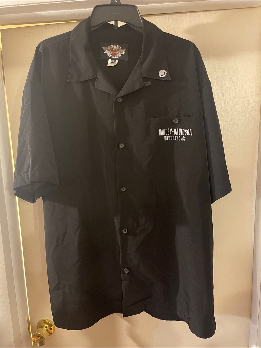Harley-Davidson Black Short-Sleeve Camp Collar Shirt